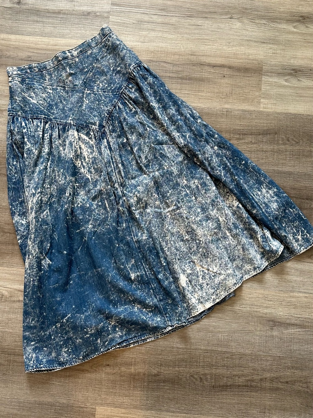 Vintage Paris Blues Acid Wash Denim Skirt